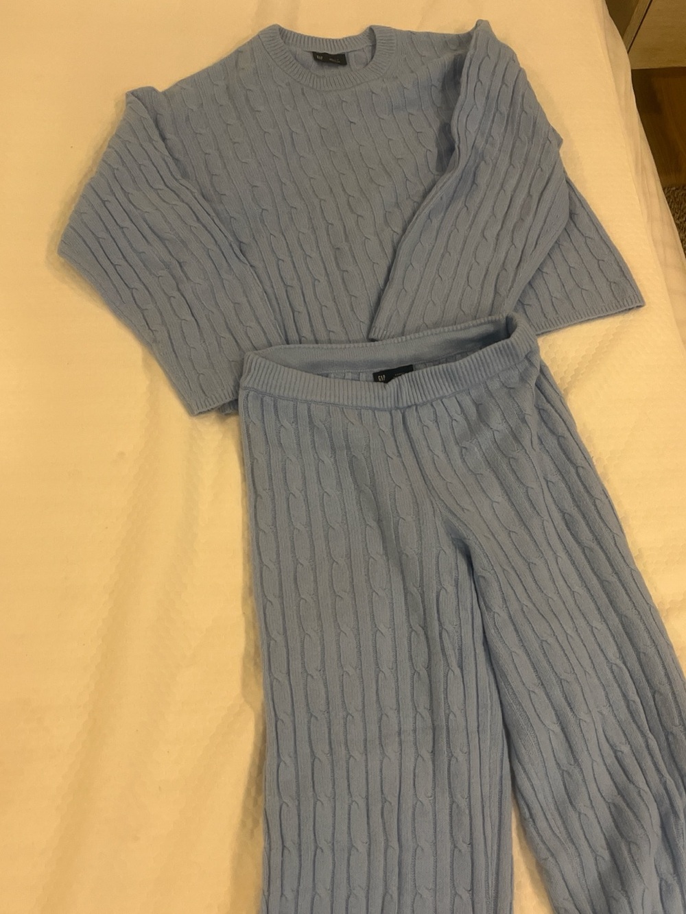 GAP Light Blue Cable-Knit Wide Leg Pants & Sweater Set
